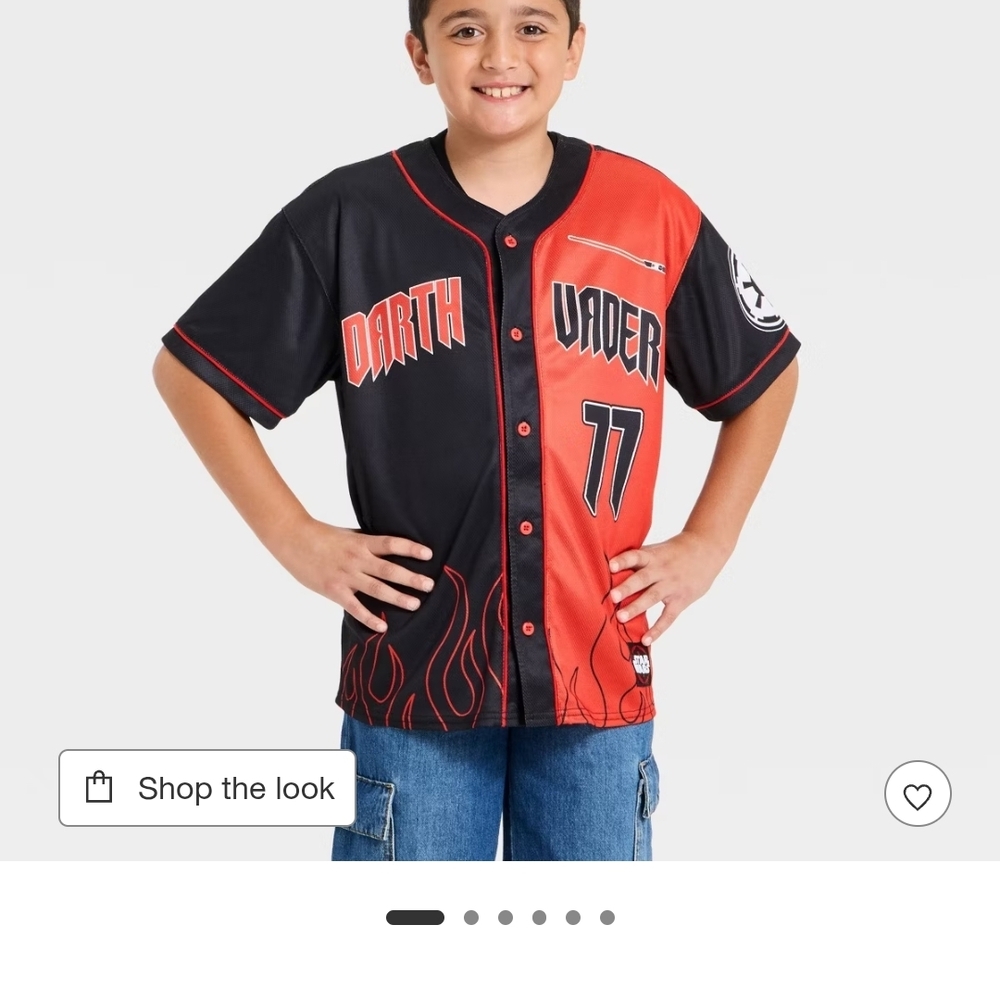 Star Wars Black & Red Darth Vader Kids Baseball Jersey